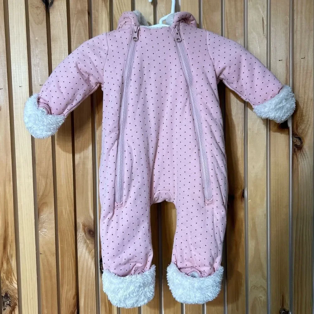 Gap Baby Sherpa Fleece Bear One Piece Double Zip Pink Size 0-3 Months Winter